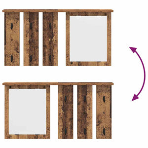 Appendiabiti a muro con specchio Legno vecchio 85 x 10 x 45 cm 874489