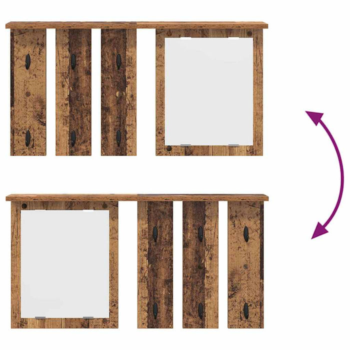 vidaXL Appendiabiti a muro con specchio Legno vecchio 85 x 10 x 45 cm