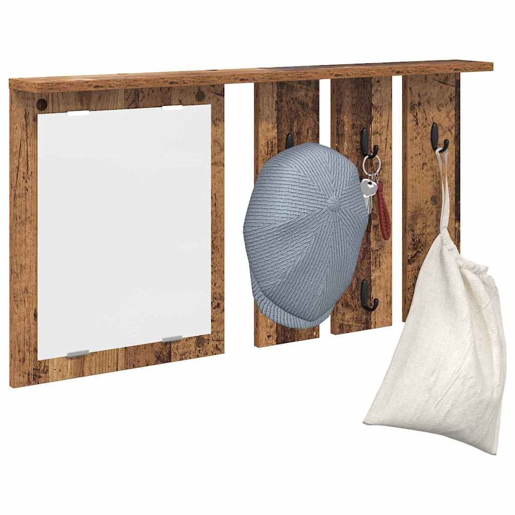 Appendiabiti a muro con specchio Legno vecchio 85 x 10 x 45 cm 874489