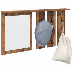 vidaXL Appendiabiti a muro con specchio Legno vecchio 85 x 10 x 45 cm