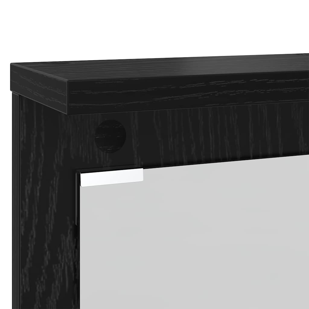 Appendiabiti a muro con lo scaffale Rovere nero 84 x 10 x 80 cm 874492