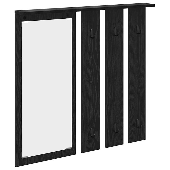 Appendiabiti a muro con lo scaffale Rovere nero 84 x 10 x 80 cm 874492