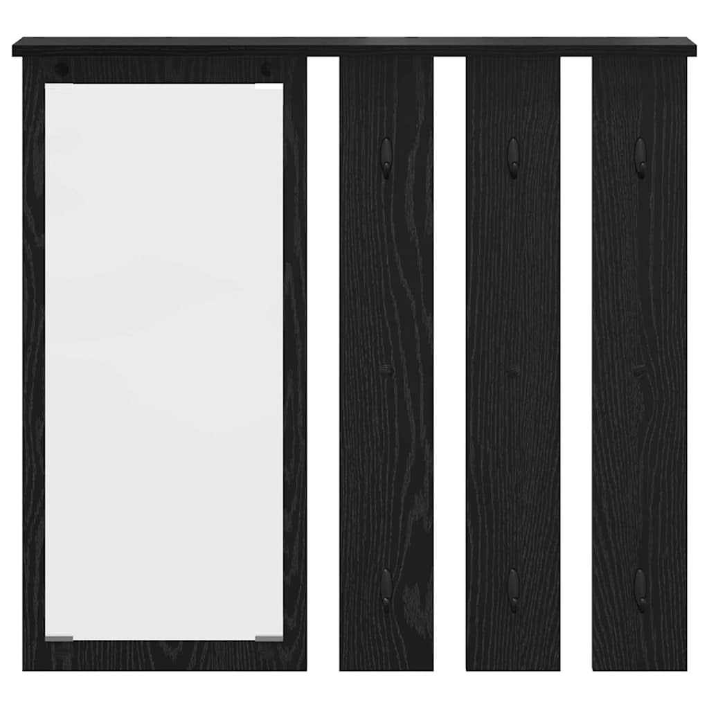 Appendiabiti a muro con lo scaffale Rovere nero 84 x 10 x 80 cm 874492