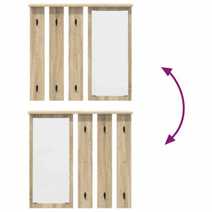 Appendiabiti a muro con specchio rovere sonoma 84 x 10 x 80 cm 874493