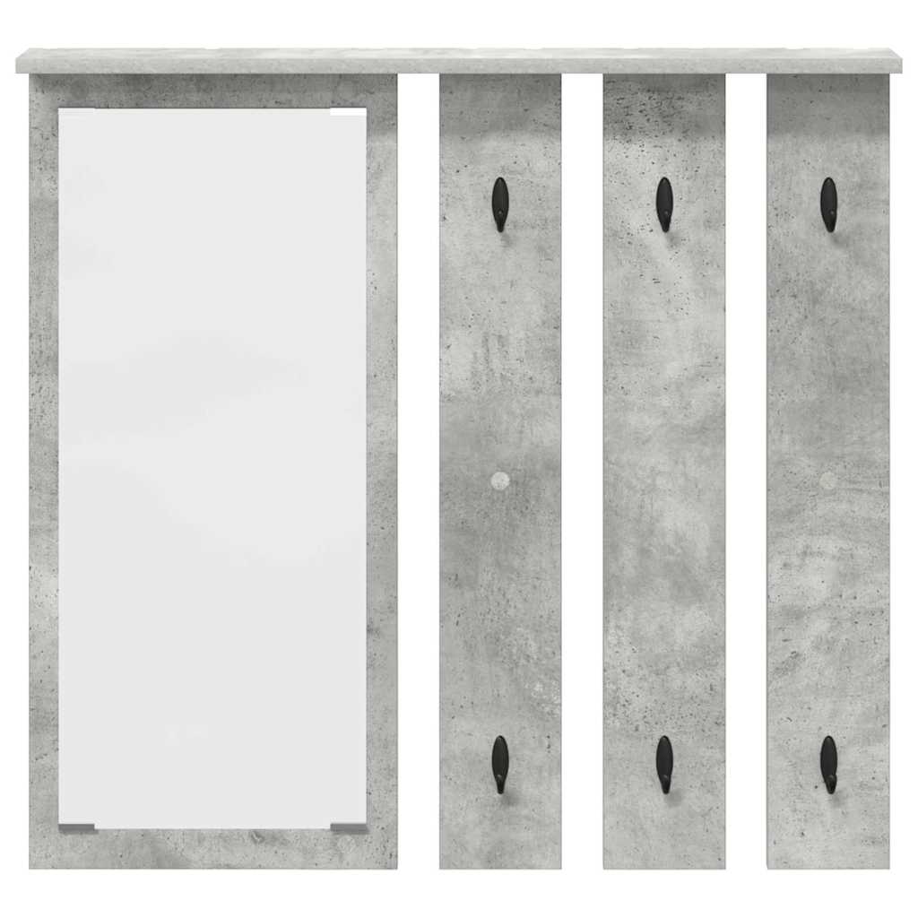 Appendiabiti a muro con specchio-Attaccapanni con specchio Grigio cemento 84 x 10 x 80 cm