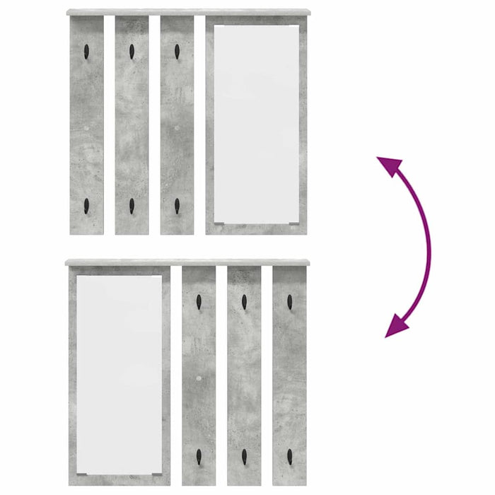 Appendiabiti a muro con specchio Grigio cemento 84 x 10 x 80 cm 874494