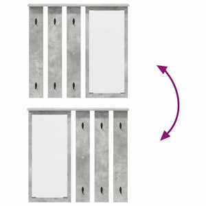 vidaXL Appendiabiti a muro con specchio Grigio cemento 84 x 10 x 80 cm