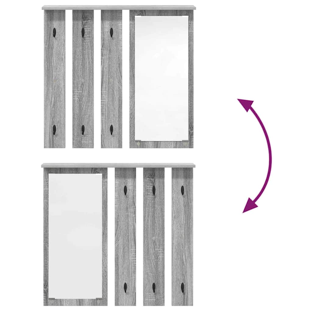 Appendiabiti a muro con specchio Grigio sonoma 84 x 10 x 80 cm 874496