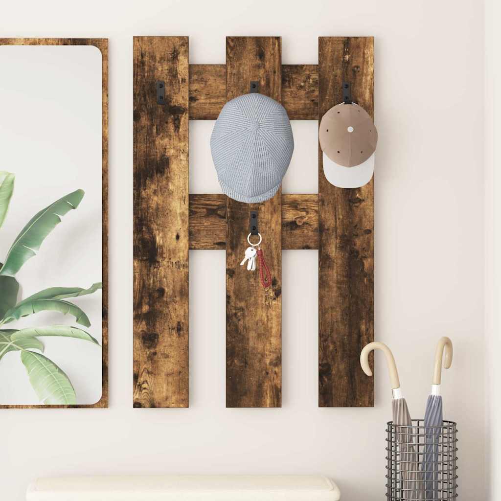 vidaXL Appendiabiti a muro Rovere fumo 65 x 3 x 100 cm