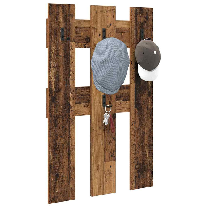 vidaXL Appendiabiti a muro Legno vecchio 65 x 3 x 100 cm