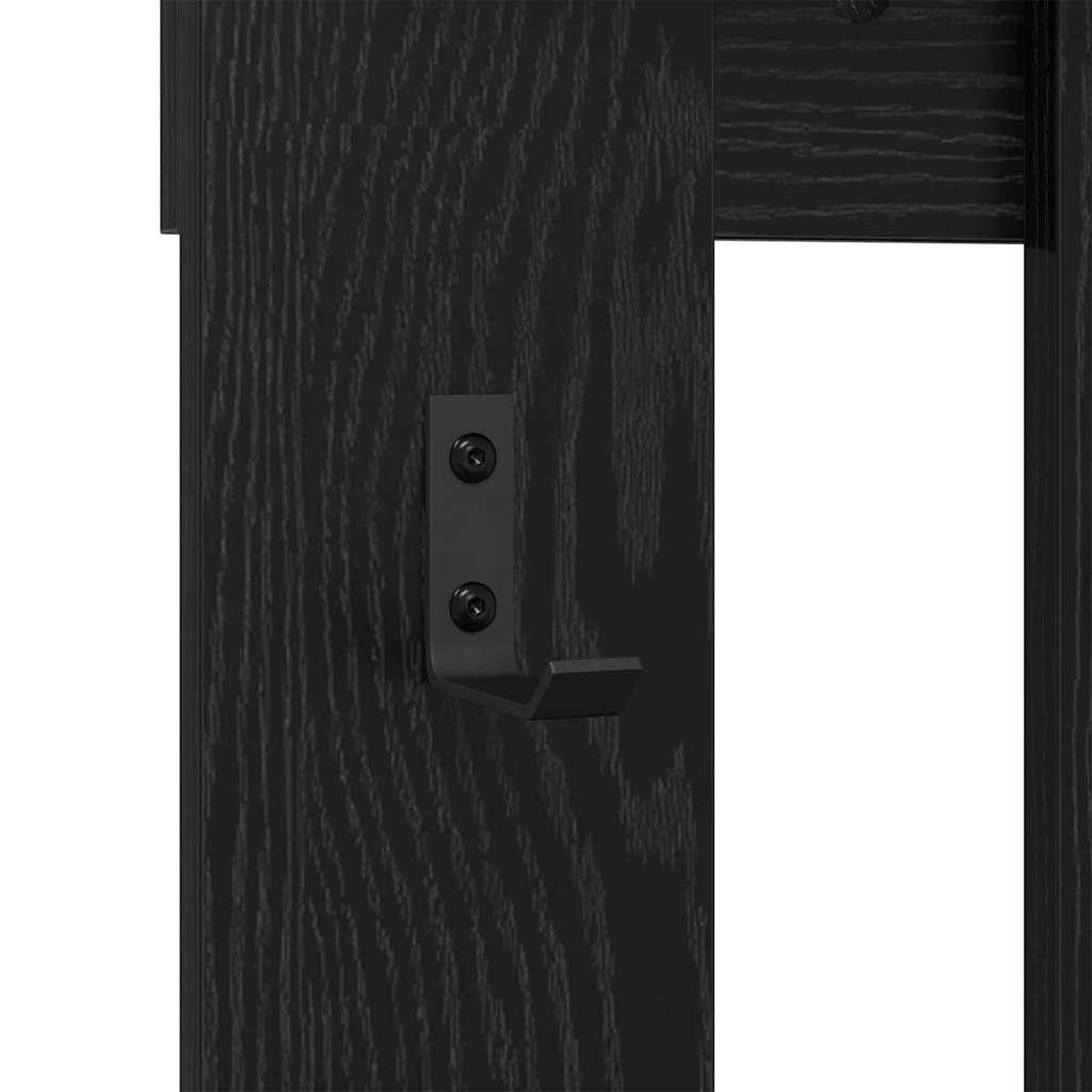 Appendiabiti a muro con specchio Rovere Nero 100 x 10 x 100 cm 874508