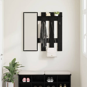 Appendiabiti a muro con specchio Rovere Nero 100 x 10 x 100 cm 874508