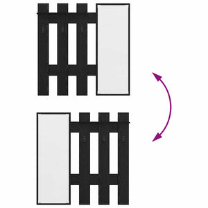 Appendiabiti a muro con specchio Rovere Nero 100 x 10 x 100 cm 874508