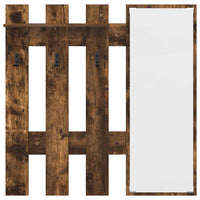 Appendiabiti a muro con specchio-Attaccapanni con specchio Rovere fum¨¦ 100 x 10 x 100 cm