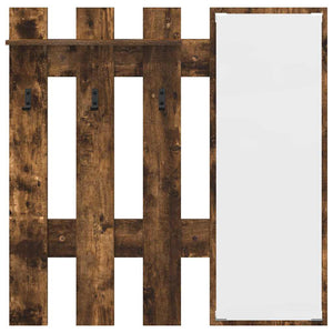 Appendiabiti a muro con specchio-Attaccapanni con specchio Rovere fum¨¦ 100 x 10 x 100 cm