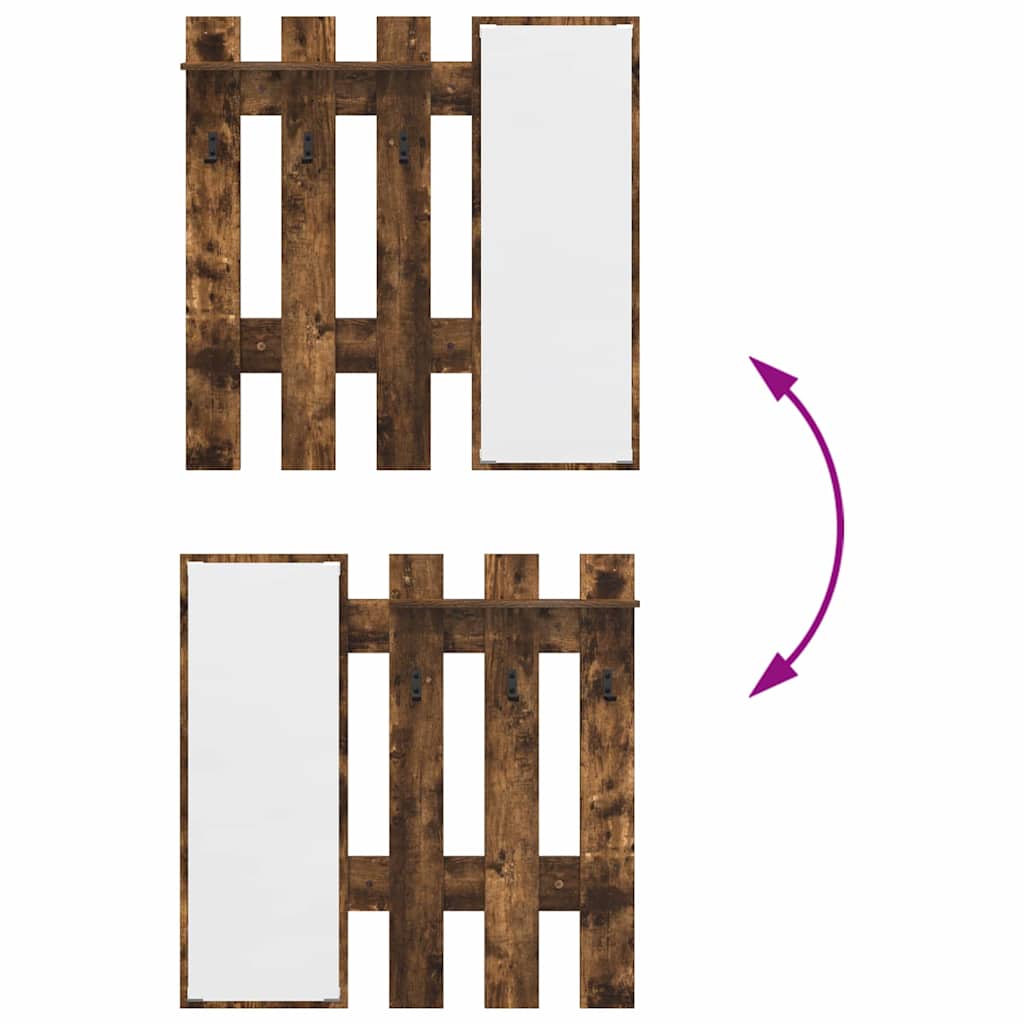 vidaXL Appendiabiti a muro Rovere affumicato 100 x 10 x 100 cm