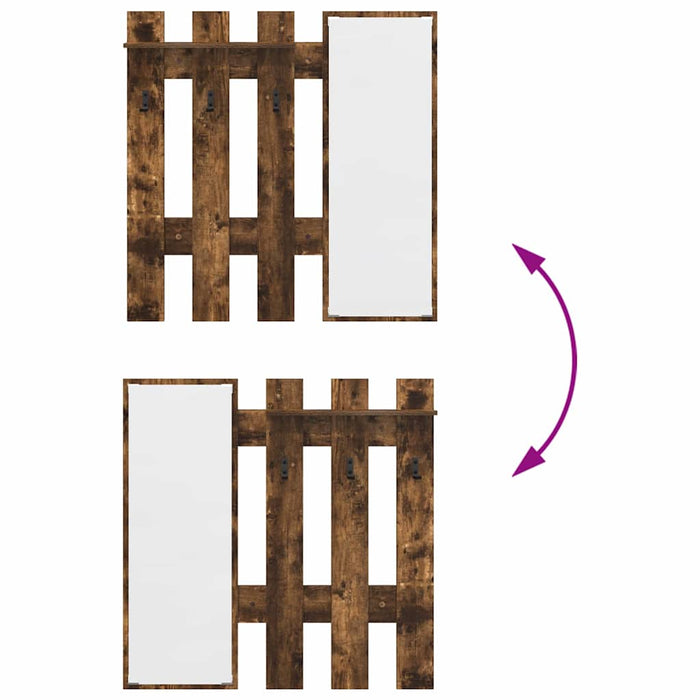 vidaXL Appendiabiti a muro Rovere affumicato 100 x 10 x 100 cm