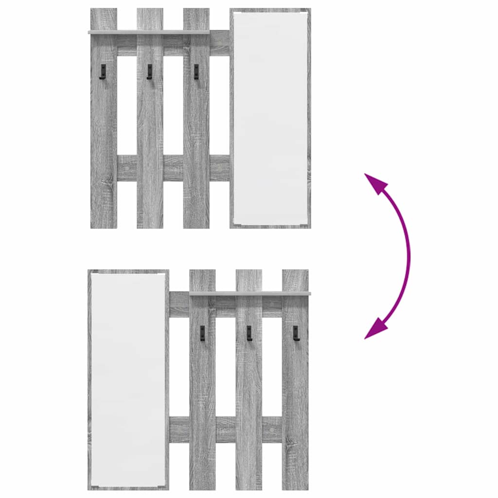 vidaXL Appendiabiti a muro Grigio sonoma 100 x 10 x 100 cm