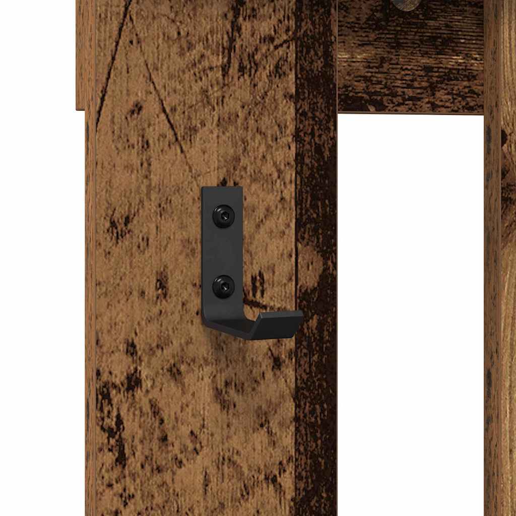 vidaXL Appendiabiti a muro con specchio Legno Antico 100 x 10 x 100 cm