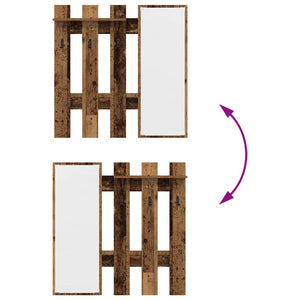 Appendiabiti a muro con specchio Legno Antico 100 x 10 x 100 cm 874513