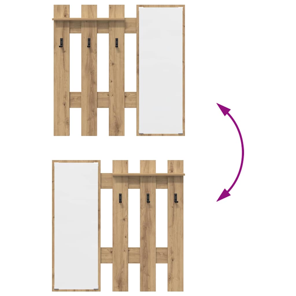 vidaXL Appendiabiti a muro Quercia Artigianale 100 x 10 x 100 cm