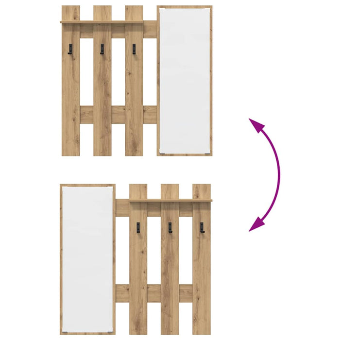 vidaXL Appendiabiti a muro Quercia Artigianale 100 x 10 x 100 cm