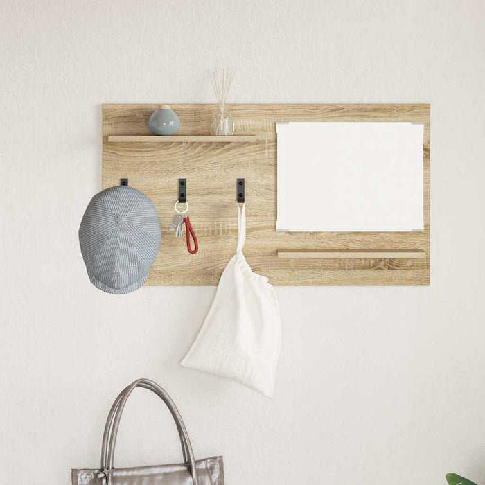 vidaXL Appendiabiti a muro con specchio rovere sonoma 90 x 10 x 50 cm