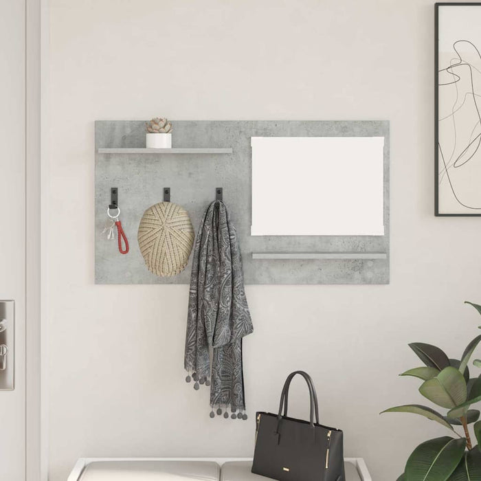 vidaXL Appendiabiti a muro con specchio Grigio cemento 90 x 10 x 50 cm