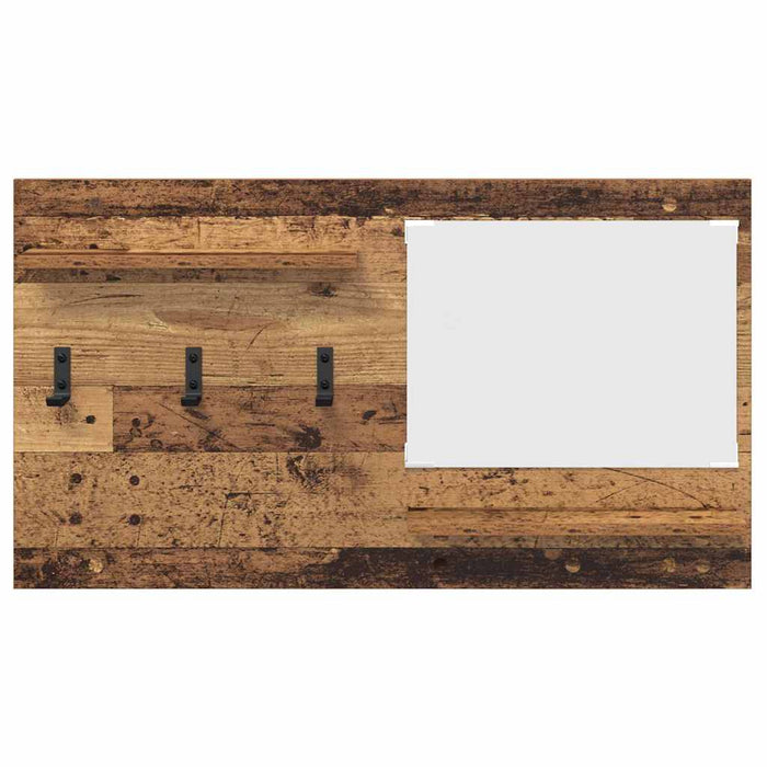 Appendiabiti a muro con specchio-Attaccapanni con specchio Legno vecchio 90 x 10 x 50 cm