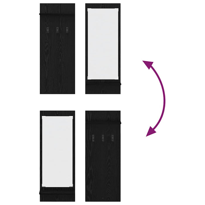 Appendiabiti a muro con lo scaffale Rovere nero 70 x 10 x 90 cm 874524