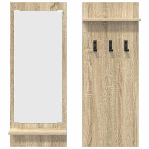 Appendiabiti a muro con specchio rovere sonoma 70 x 10 x 90 cm 874525