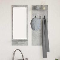 Appendiabiti a muro con specchio Grigio cemento 70 x 10 x 90 cm 874526