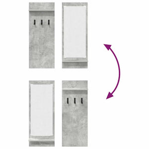 Appendiabiti a muro con specchio Grigio cemento 70 x 10 x 90 cm 874526