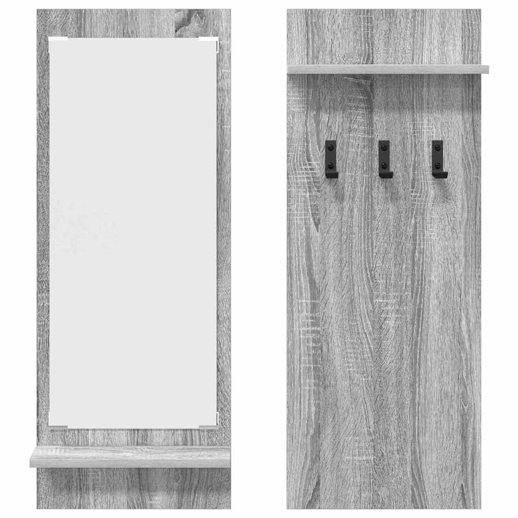 Appendiabiti a muro con specchio Grigio sonoma 70 x 10 x 90 cm 874528