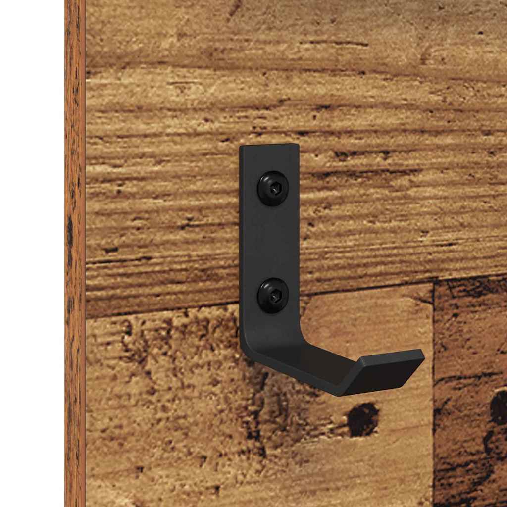 Appendiabiti a muro con specchio-Attaccapanni con specchio Legno vecchio 70 x 10 x 90 cm