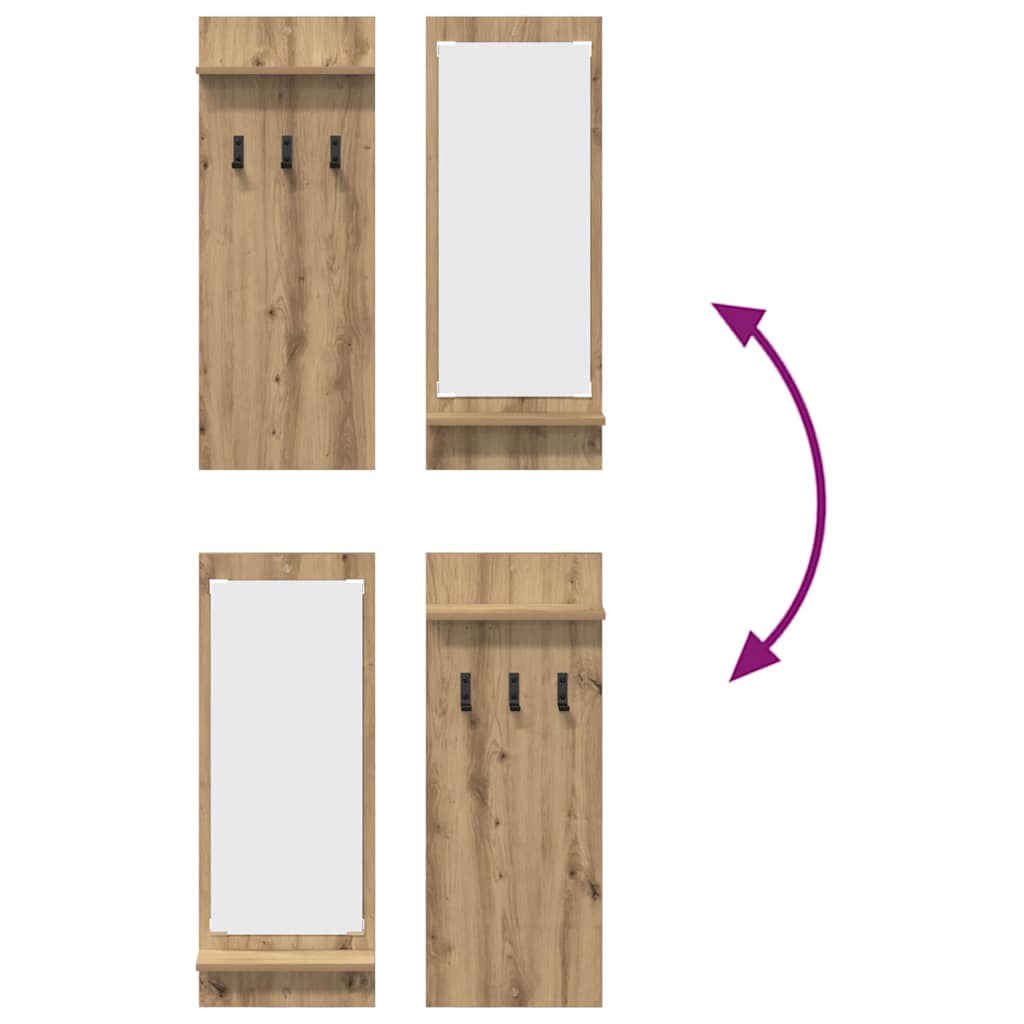 Appendiabiti a muro rovere artigianale 70 x 10 x 90 cm 874530