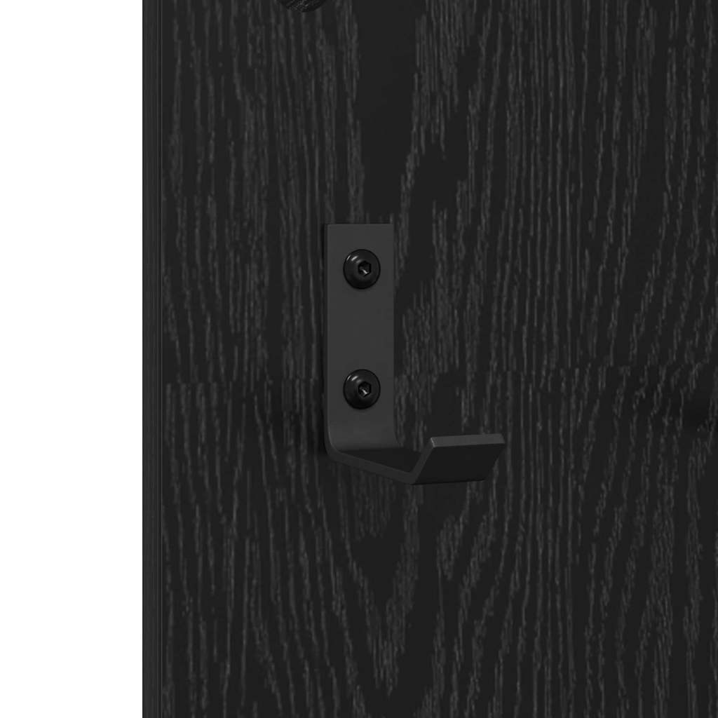 Appendiabiti a muro con specchio-Attaccapanni con specchio Rovere Nero 96 x 1,5 x 90 cm