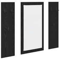 Appendiabiti a muro con specchio-Attaccapanni con specchio Rovere Nero 96 x 1,5 x 90 cm
