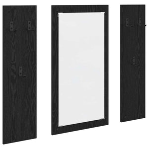 Appendiabiti a muro con specchio-Attaccapanni con specchio Rovere Nero 96 x 1,5 x 90 cm