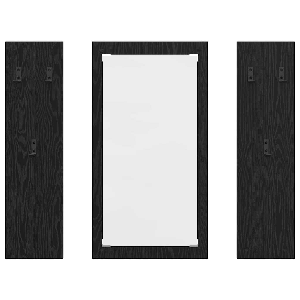 vidaXL Appendiabiti a muro con specchio Rovere nero 96 x 1.5 x 90 cm