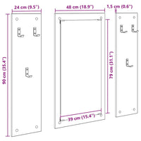 vidaXL Appendiabiti a muro Grigio cemento 96 x 1.5 x 90 cm