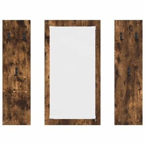 Appendiabiti a muro con specchio-Attaccapanni con specchio Rovere fum¨¦ 96 x 1,5 x 90 cm