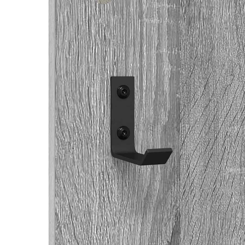 Appendiabiti a muro con specchio-Attaccapanni con specchio Grigio Sonoma 96 x 1,5 x 90 cm