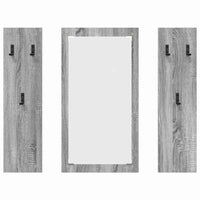 Appendiabiti a muro con specchio Grigio sonoma 96 x 1.5 x 90 cm 874536