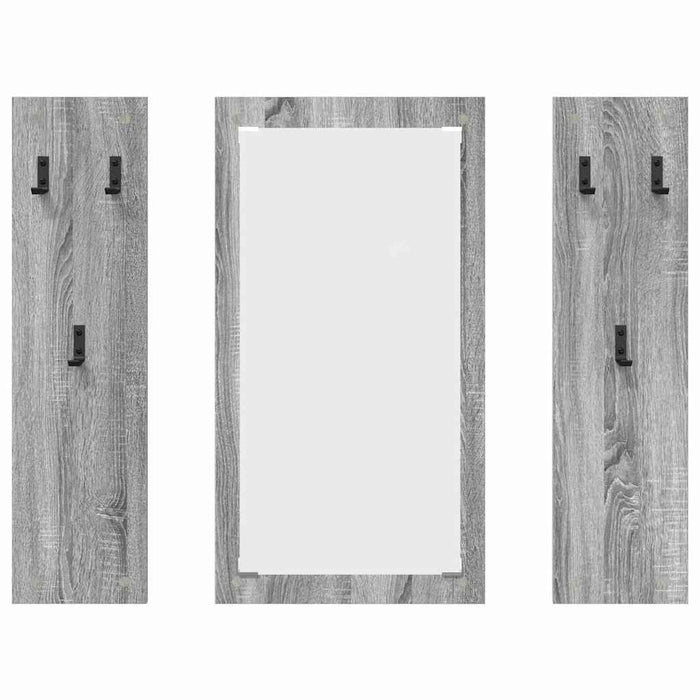 Appendiabiti a muro con specchio Grigio sonoma 96 x 1.5 x 90 cm 874536
