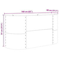 Letto rialzato da giardino Marrone 160 x 80 x 81 cm Acciaio 42011328