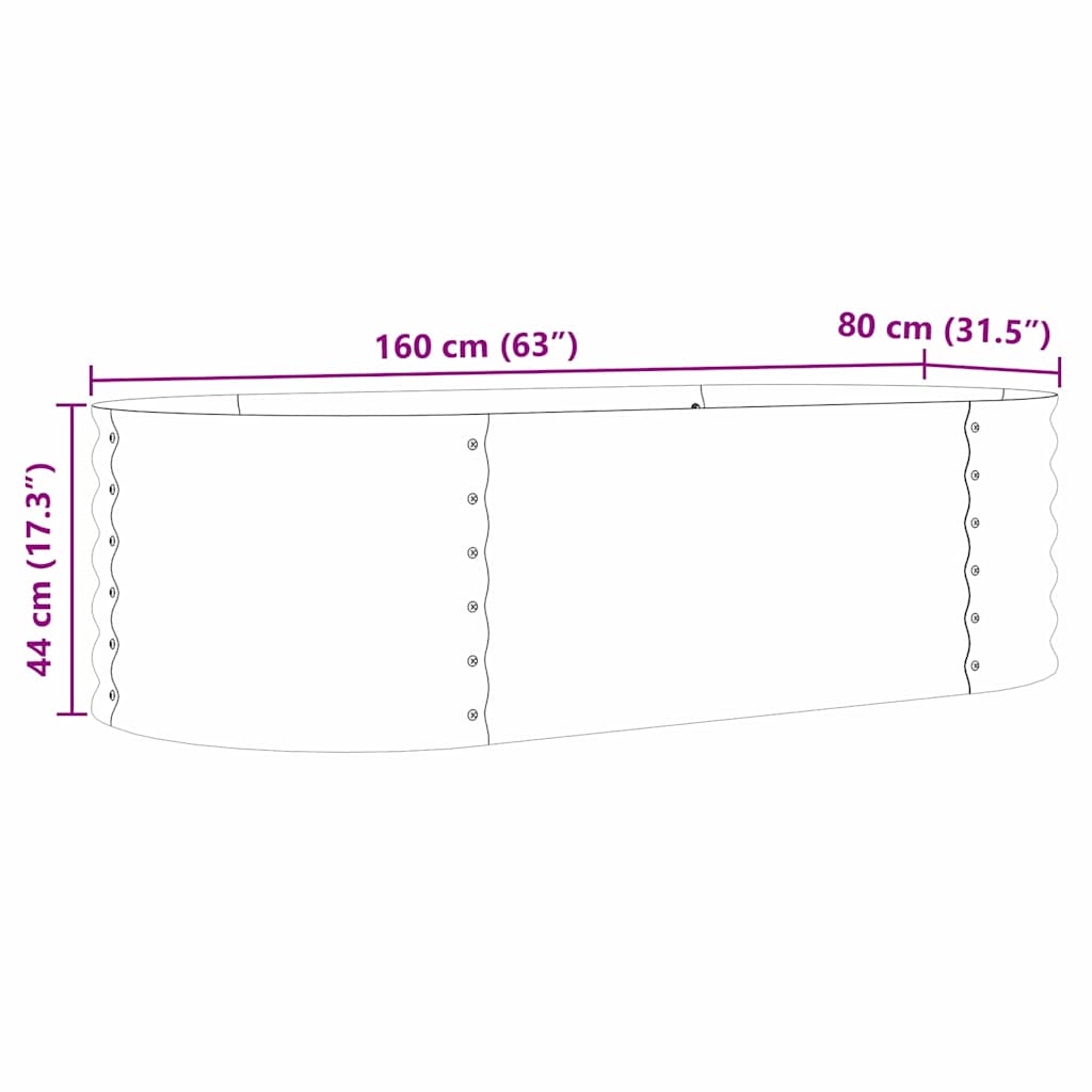 Letto rialzato da giardino Marrone 160 x 80 x 44 cm Acciaio 42011333