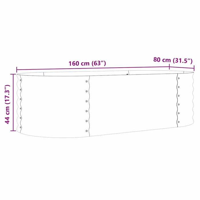 Letto rialzato da giardino Marrone 160 x 80 x 44 cm Acciaio 42011333