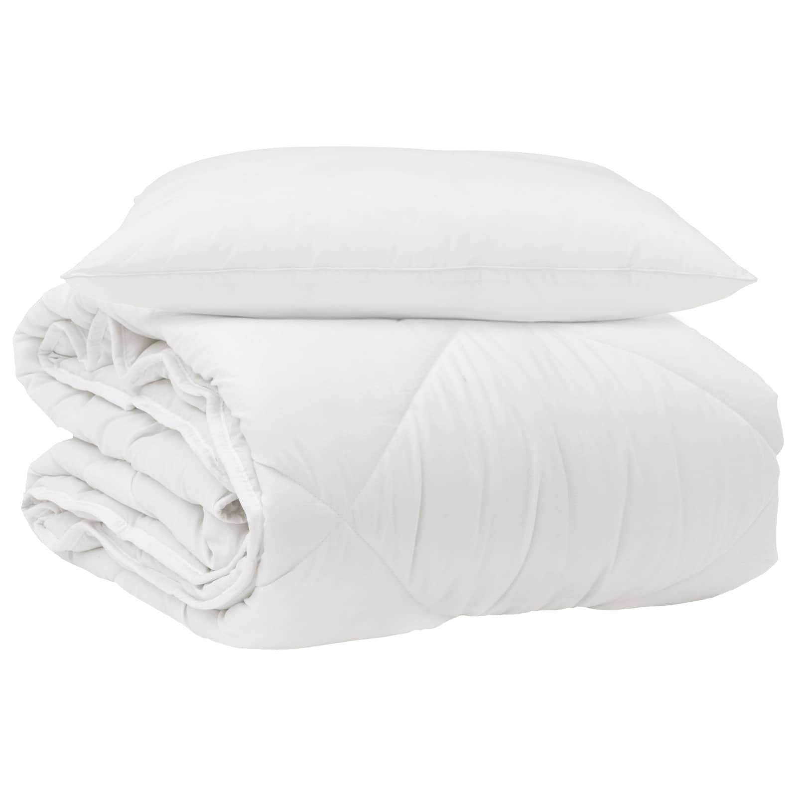 Duvet per Tutte le Stagioni con cuscino 2 pcs Bianco Microfibra 3376509