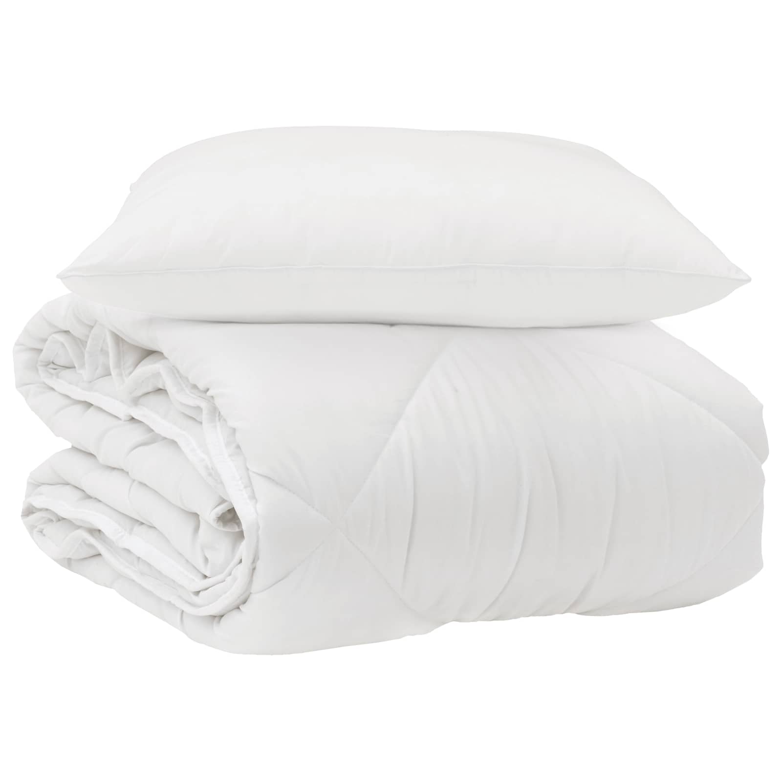 Duvet per Tutte le Stagioni con cuscino 2 pcs Bianco Microfibra 3376522
